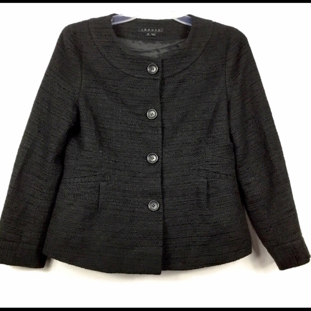 Theory Tessen Black Shimmer Blazer Jacket